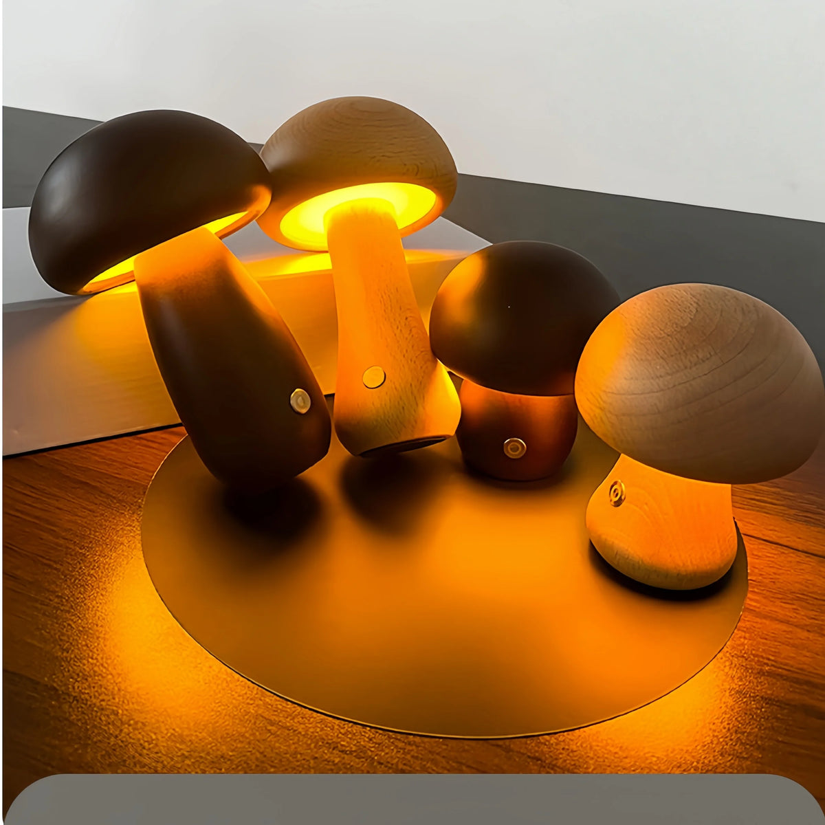 Rechargeable Mushroom Night Light - Dimmable Touch LED Bedside Lamp for Bedroom, Kids & Nursery