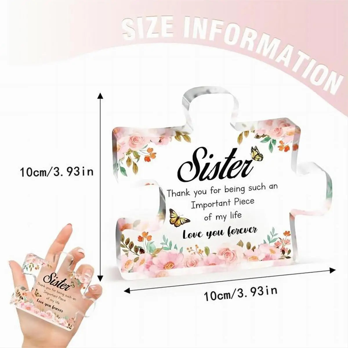 Engraved Acrylic Puzzle Piece Gift for Sister Birthday Thanksgiving New Year Keepsake