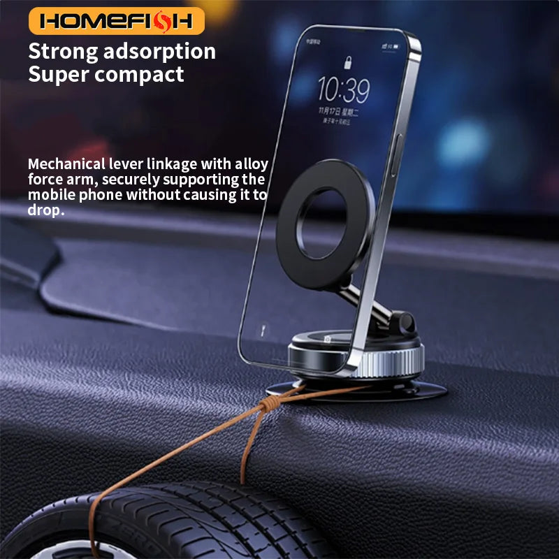 Magnetic Phone Holder – 3-Axis Rotating Mount with Strong Suction for Car, Desk & Wall