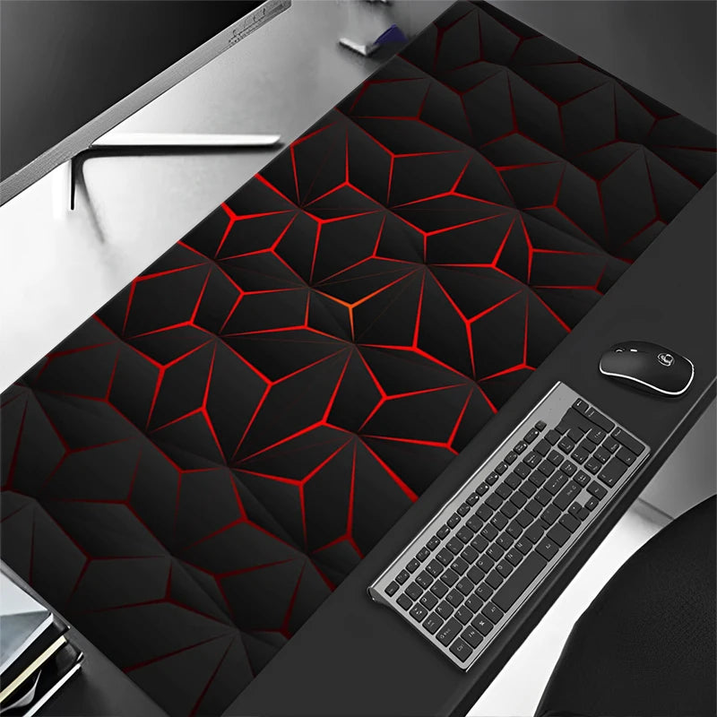 Large Gaming Mouse Pad Red Blue Gradient Non-Slip Rubber Sewn Edge Desk Mat for Keyboard & PC