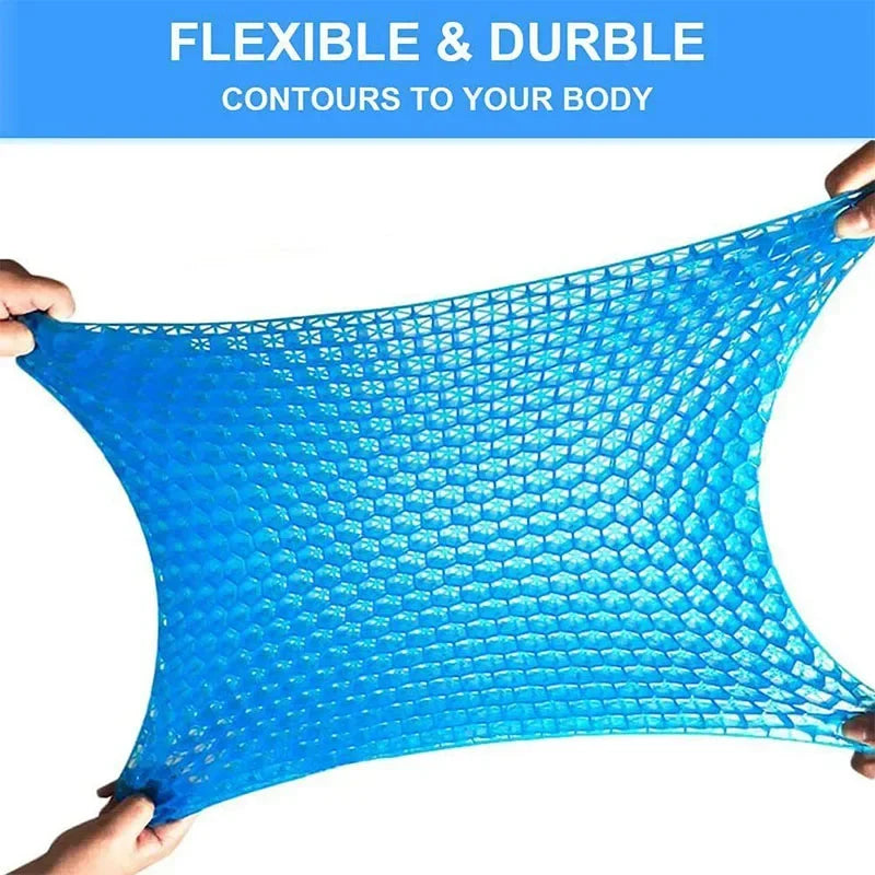 Double-Thick Gel Seat Cushion – Honeycomb Cooling Pressure Relief Pad for Office Chair, Car Seat & Wheelchair (Breathable, Non-Slip, Washable)