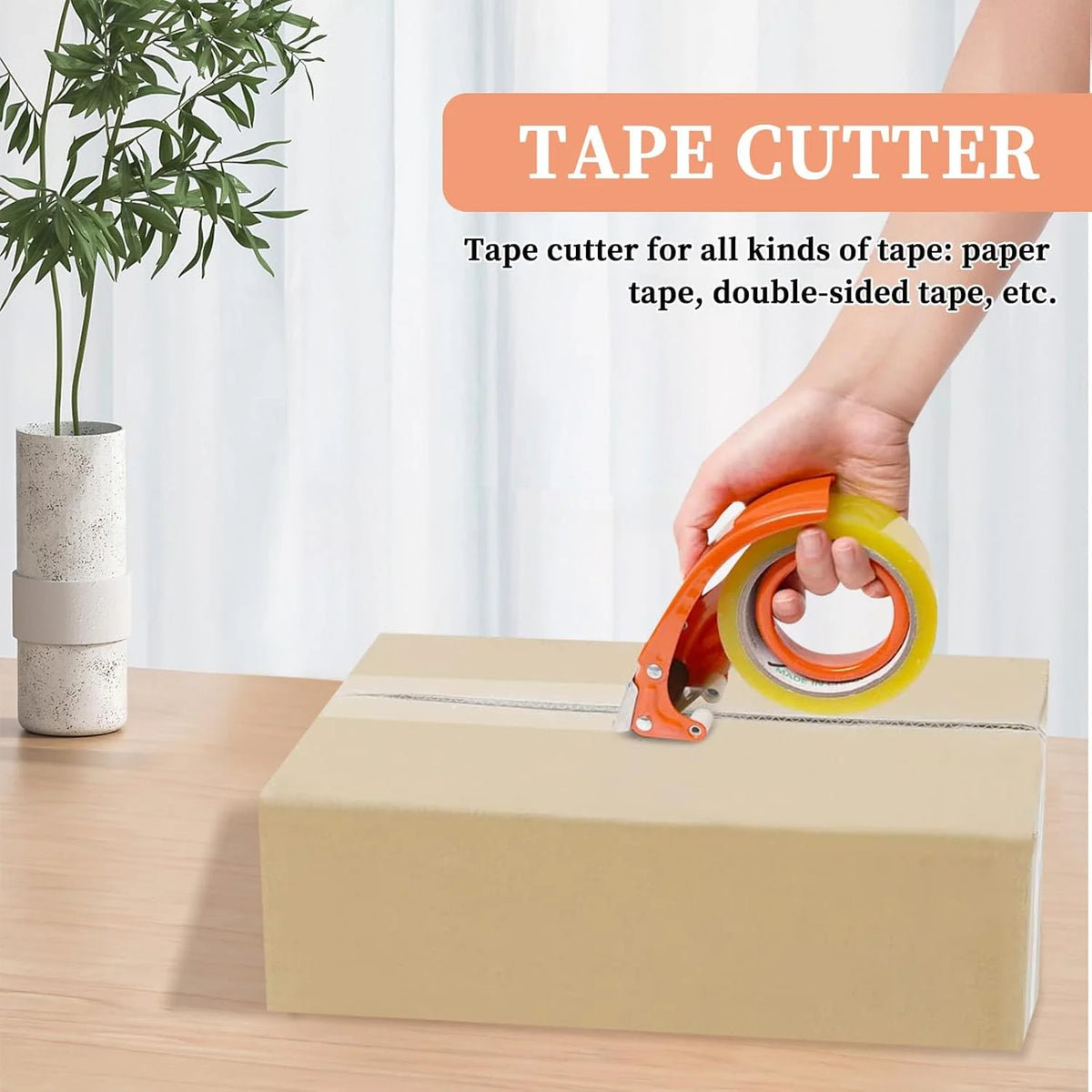 Handheld Metal Shipping Tape Dispenser Cutter — Fits 5 cm (2") & 6 cm (2.36") Tape for Moving, Mailing, Box Sealing