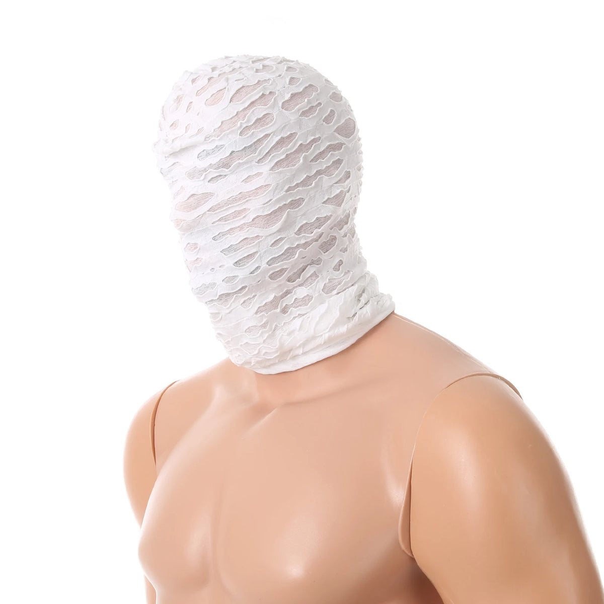 Mummy Torn Mesh Full-Face Balaclava — Breathable Stretch Hood for Halloween Cosplay & Festival