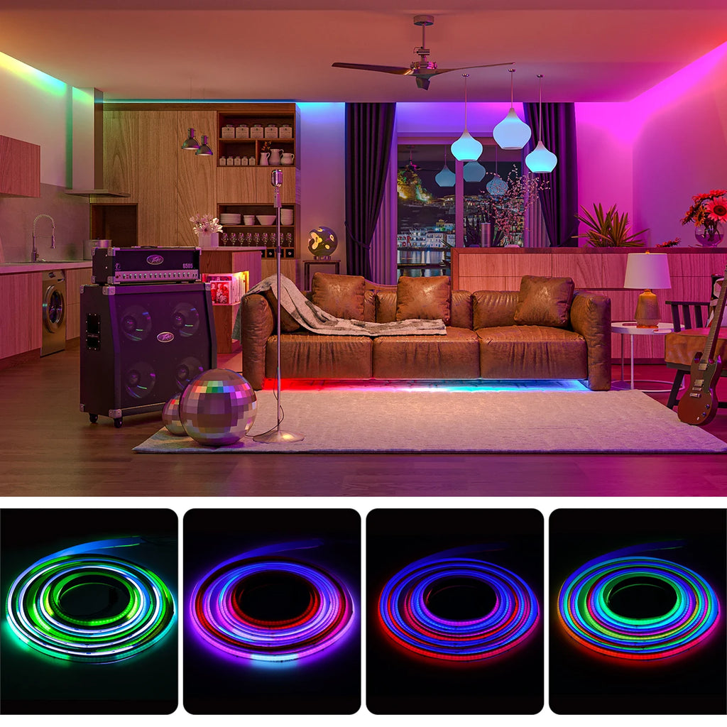Addressable COB RGB LED Strip WS2811 — 720/630 LEDs per m, DC12V/24V, Flexible 1–5m