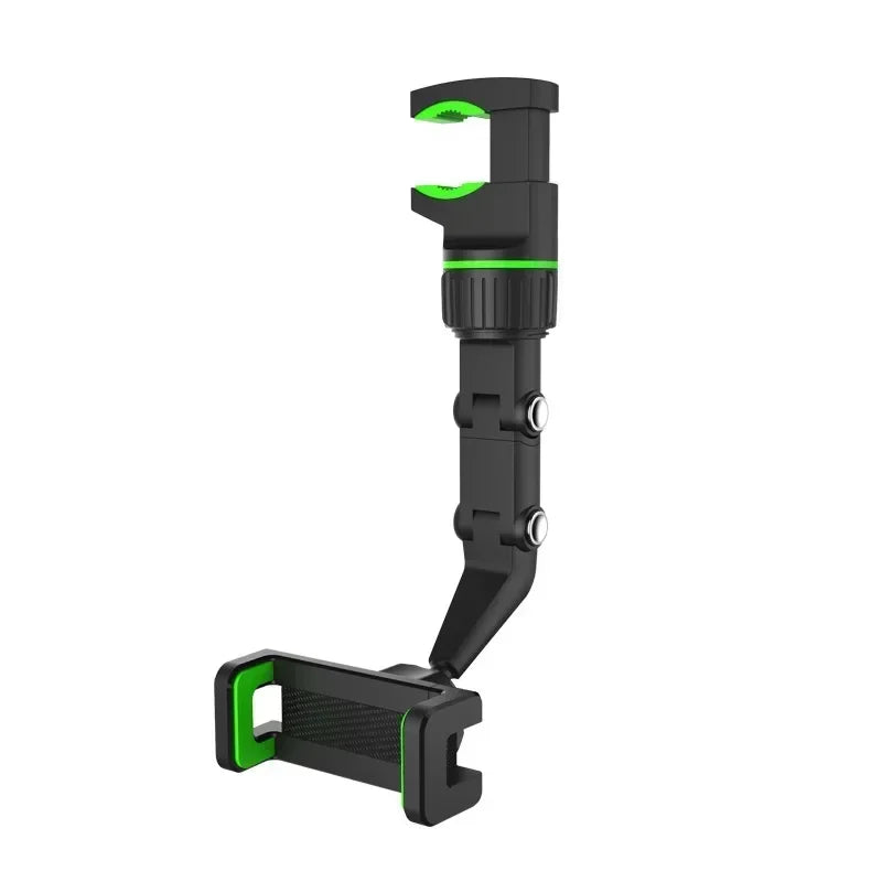 360° Rearview Mirror Car Phone Mount - Universal Clip Holder for Smartphones & GPS