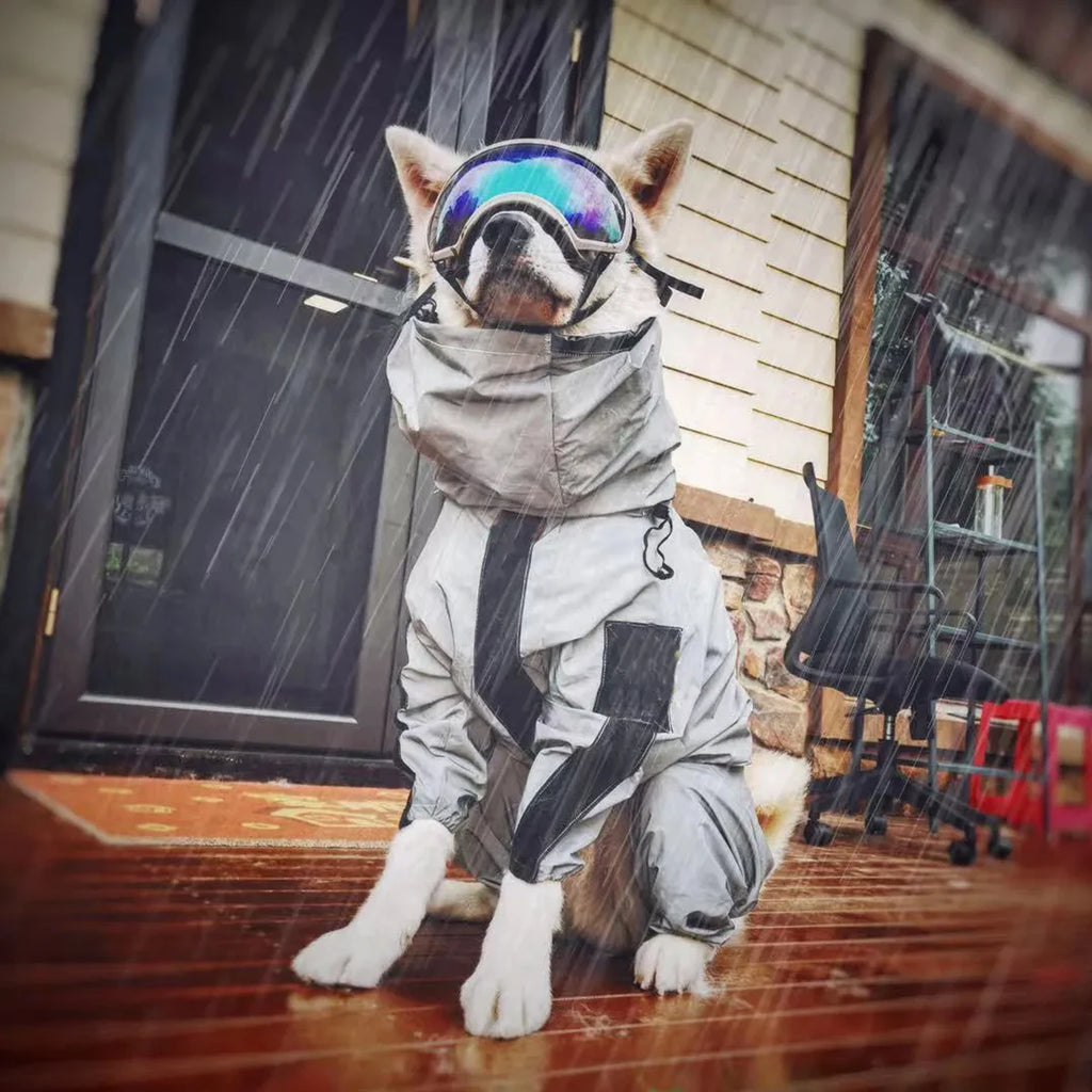 Reflective Waterproof Dog Raincoat with Hood – Sunscreen Pet Jacket for Medium to 5XL Dogs (Back 11.8–28.7 in / 30–73 cm)