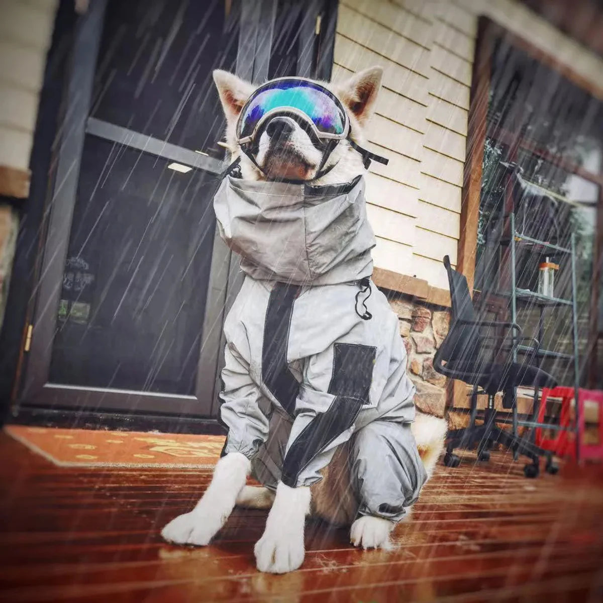 Reflective Waterproof Dog Raincoat with Hood – Sunscreen Pet Jacket for Medium to 5XL Dogs (Back 11.8–28.7 in / 30–73 cm)