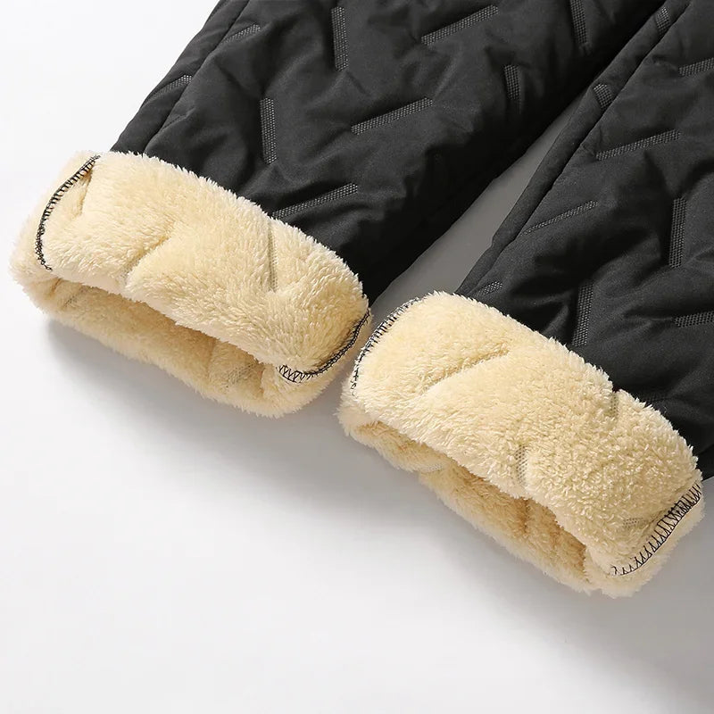 Men's Thermal Fleece Sweatpants Plush Lambswool-Like Lined Windproof Waterproof Casual Pants