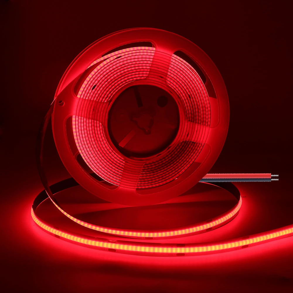 COB LED Strip Light 320 LEDs/m – 3/5/8mm PCB (0.12/0.20/0.31in), 5V/12V/24V, Flexible Tape 0.5–5m (1.6–16.4 ft), Warm/Natural/Cool White + RGB