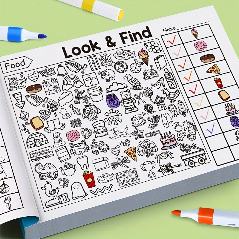 Children's Hidden Object Coloring Book, Contains 100+ Search and ColorinHidden Object Coloring Book for Kids — 100+ Interactive Search & Coloring Activities | Educational Puzzle & Coloring Workbook (Numbers, Alphabet, Pinyi
