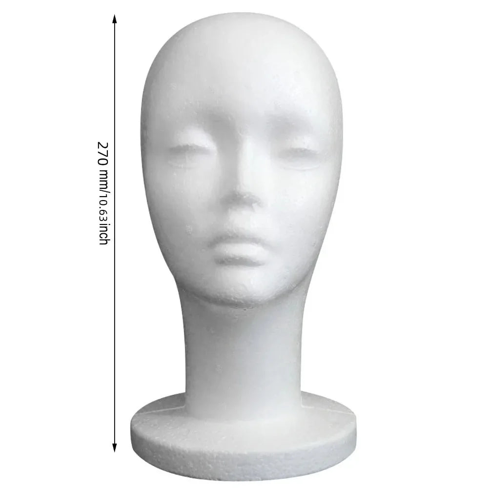 Female Styrofoam Mannequin Head Foam Wig Hat and Glasses Display