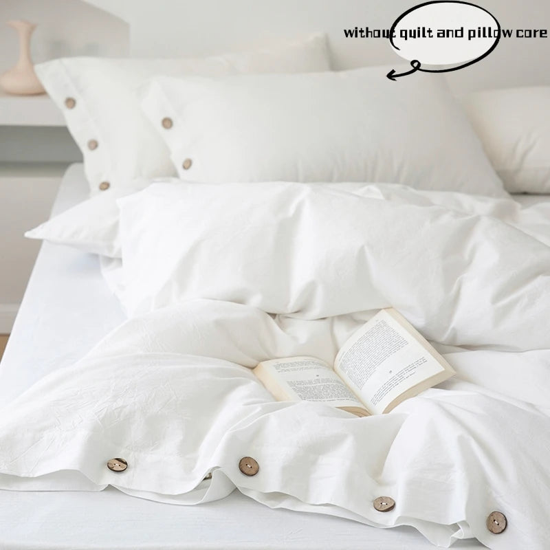 3-Piece 100% Cotton 400TC Twill Duvet Cover Set with 2 Pillowcases – Solid 220×240 cm (86.6×94.5 in)