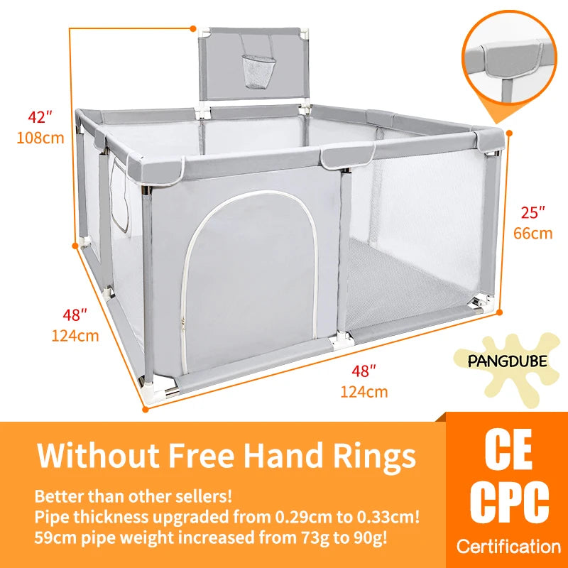 Large Baby Playpen & Ball Pit - Indoor Kids Play Area Safety Fence, 128 × 188 × 66 cm (50.4 × 74 × 26 in) - Ages 6 Months to 6 Years