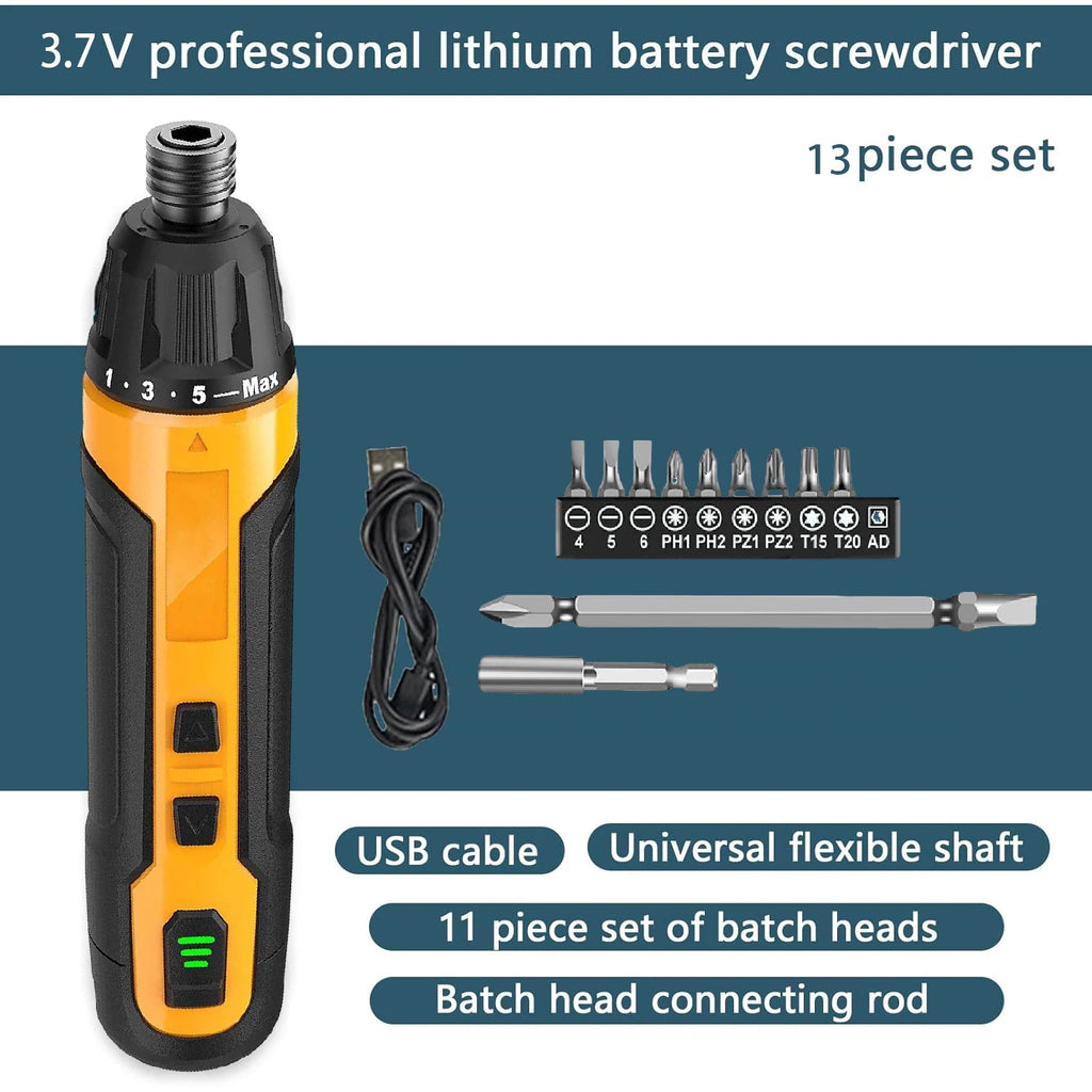 Rechargeable Cordless Electric Screwdriver 2000mAh 3.7V – 6-Speed Portable Torque Screwdriver Set for Home DIY