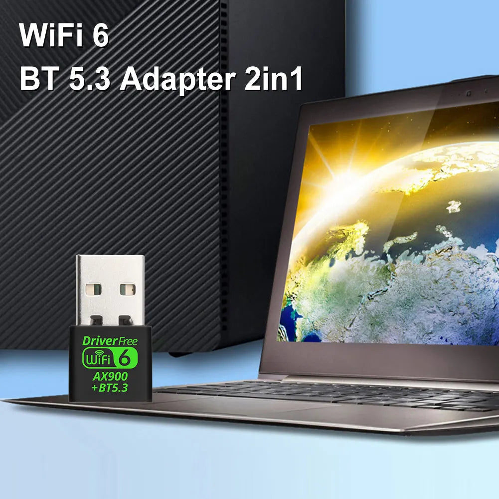 USB WiFi 6 and Bluetooth 5.3 Adapter Dual-Band 2.4/5.8GHz Mini USB Dongle Driver-Free