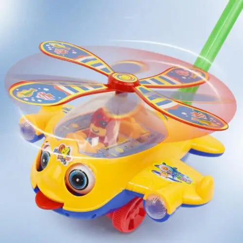 Outdoor Push-Along Baby Walker Plane Car Toy – Hand-Push Toddler Walker for Kids