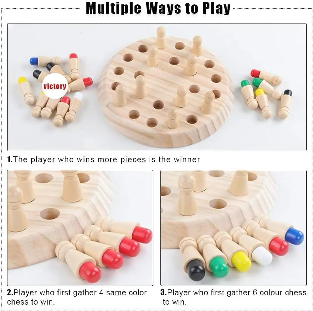 Wooden Montessori Memory Game - 24 Peg Matching Board with Dice, STEM Memory Game for Kids & Adults, 2-6 Players