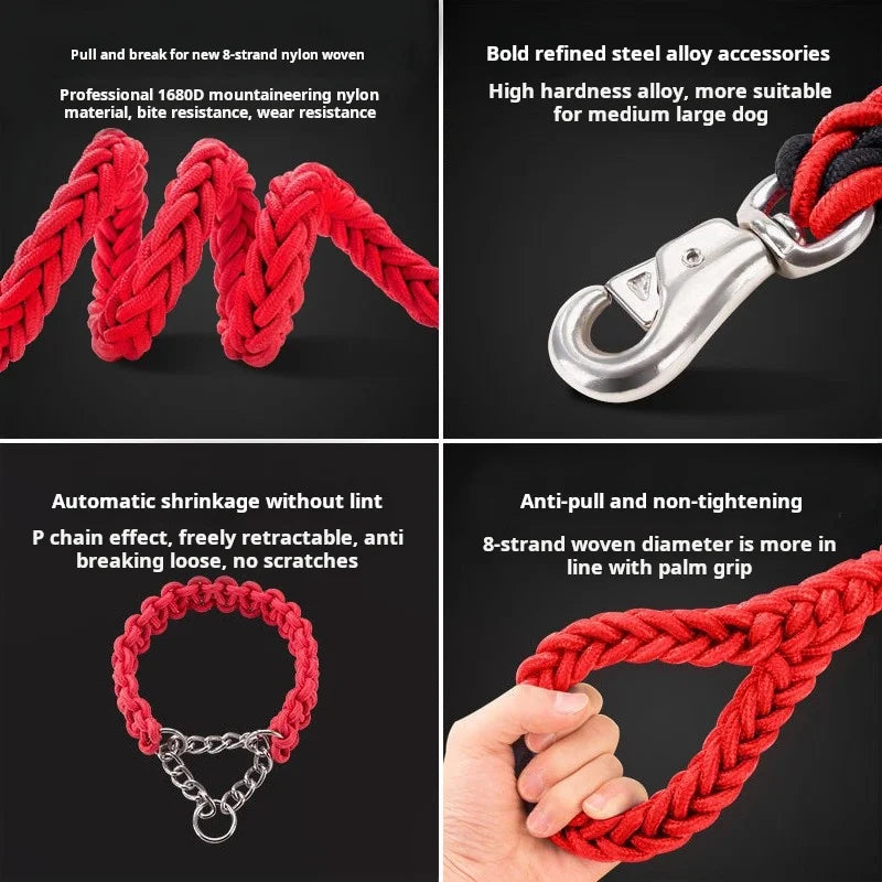 Braided 5 ft (1.5 m) Dog Leash - Durable Nylon with Padded Handle for Training & Comfortable Walks