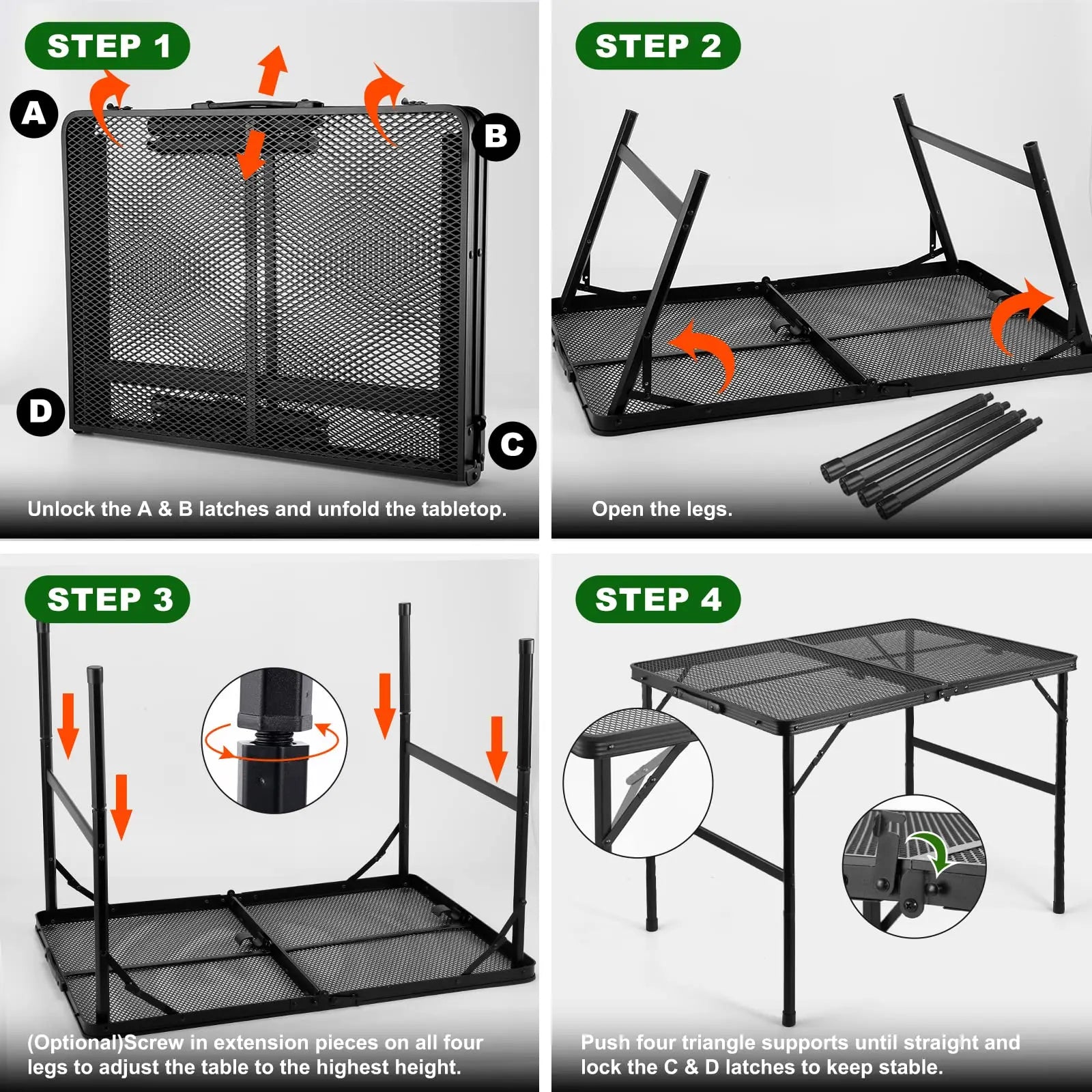 Portable Folding Aluminum Mesh Grill Table for Outdoor Camping, BBQ, RV & Picnic — 23.6 in (60 cm) & 35.4 in (90 cm)