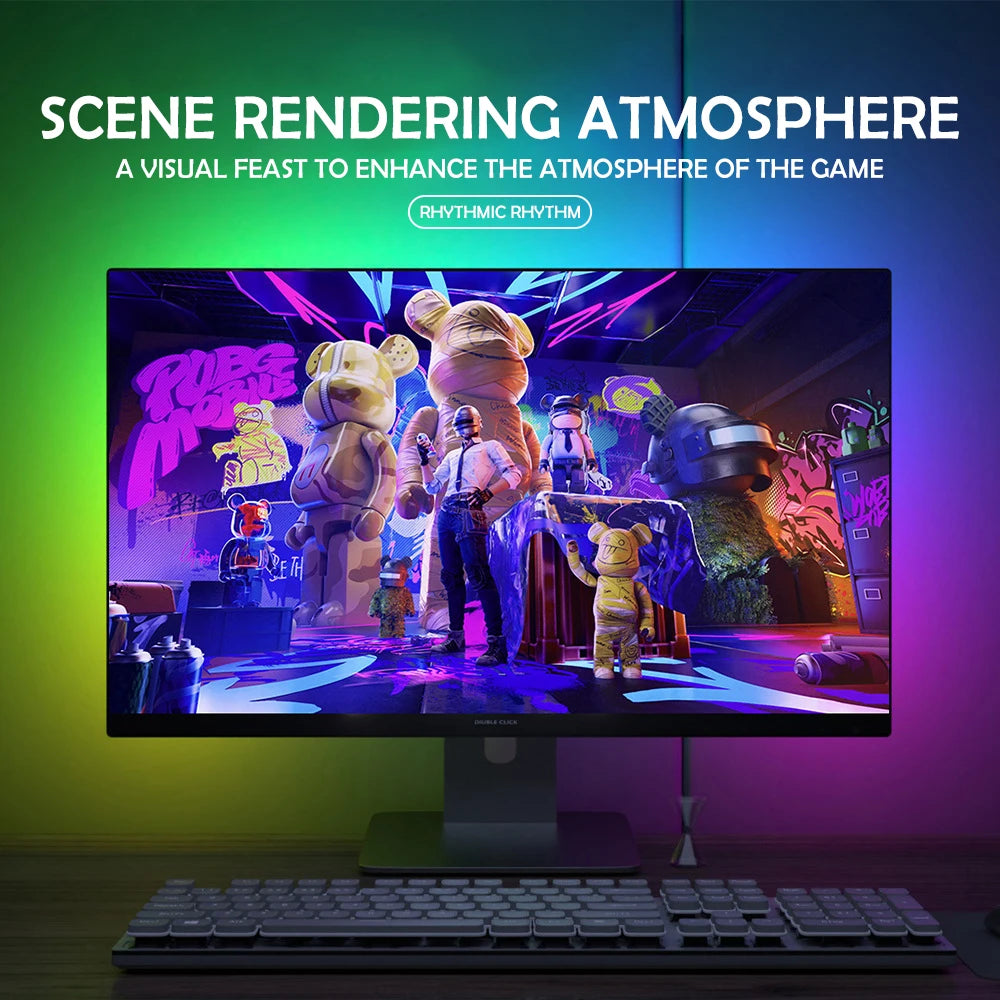 RGB Monitor Backlight LED Strip – App & Music Sync Ambient Lighting for Gaming, PC & Room Decor