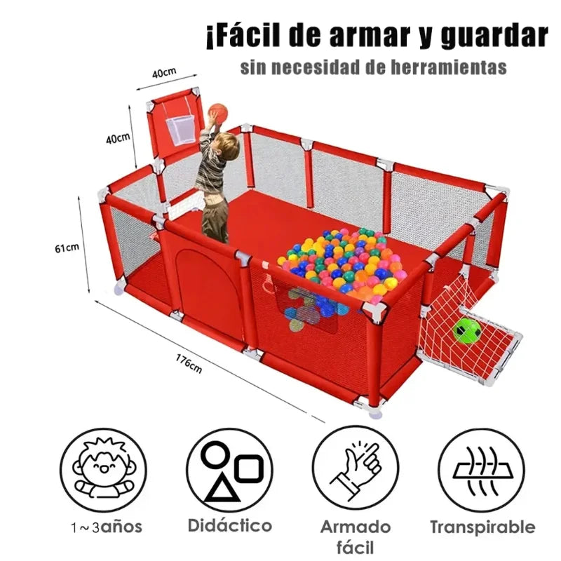 Large Baby Playpen Play Yard with Ball Pit Option & Safety Barrier — 107×235×129 cm (42×93×51 in) Portable Infant Toddler Playpen