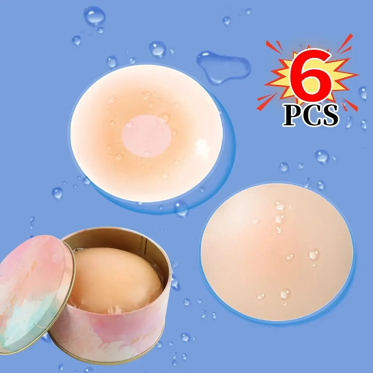 Anti-Glare Silicone Nipple Covers 6-Pack | Reusable Invisible Adhesive Breast Petals Breathable