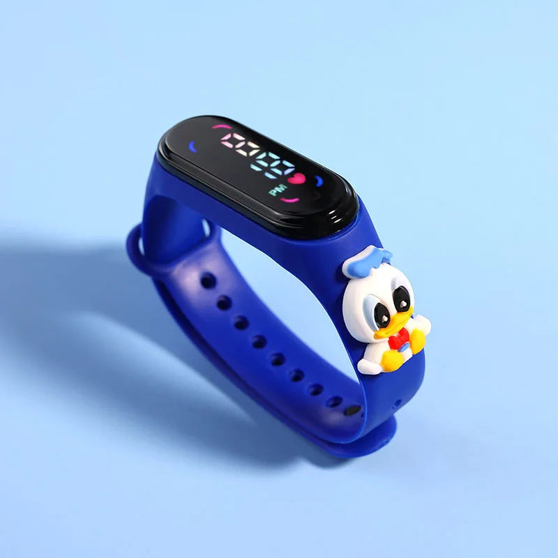 Kids LED Touch Sports Watch – Silicone Digital Bracelet, 45mm Waterproof (5ATM) Cartoon Character Design for Girls & Boys