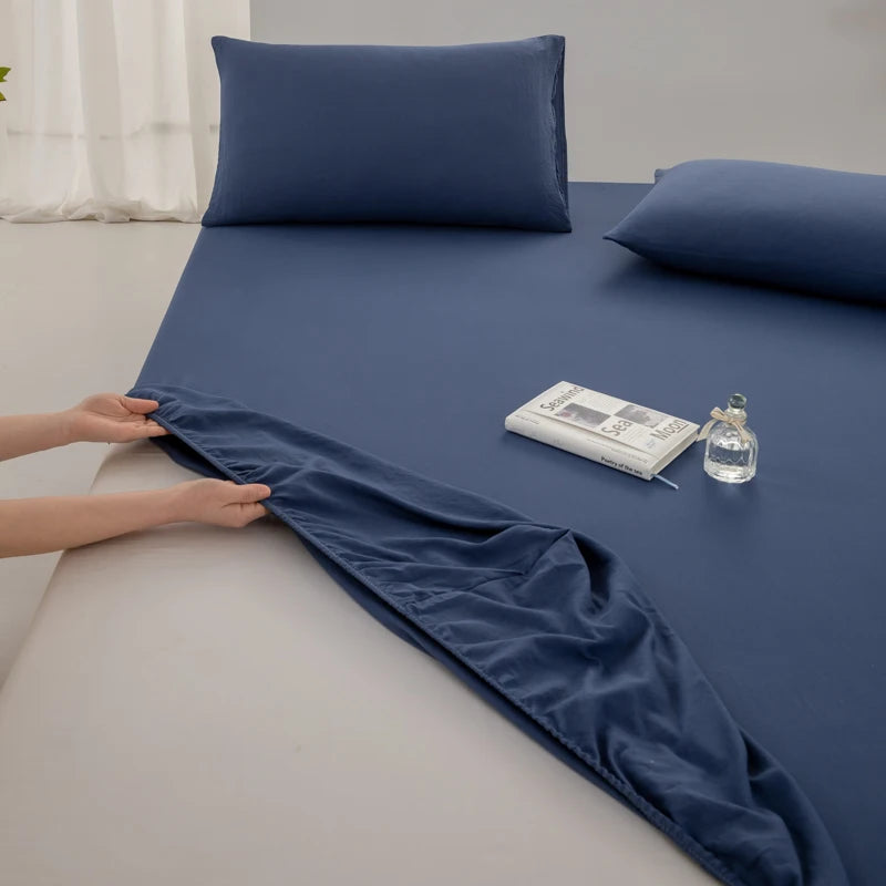 100% Cotton Fitted Sheet – Soft Breathable Deep Pocket Mattress Cover with Elastic Edge (Single, Double, Queen, King)