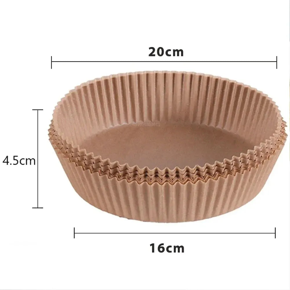 50/100-Pack 8 in (20 cm) Round Disposable Non-Stick Air Fryer Paper Liners for Airfryer & Oven