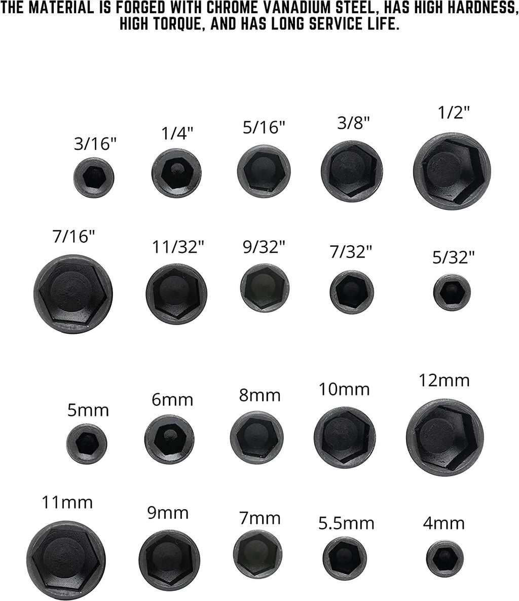 9-Piece Hex Socket Nut Driver Bit Set 5mm-13mm (0.20-0.51 in) - Screwdriver Socket Wrench Kit for DIY & Automotive