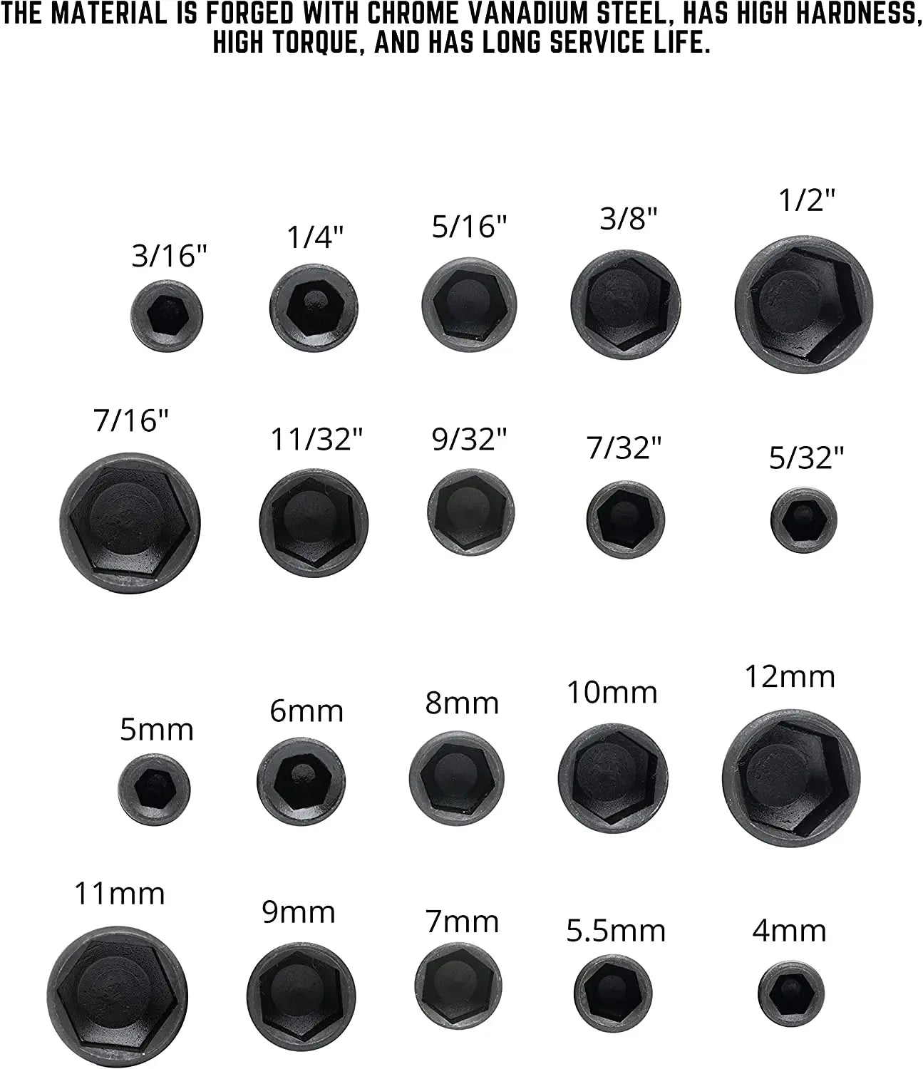 9-Piece Hex Socket Nut Driver Bit Set 5mm-13mm (0.20-0.51 in) - Screwdriver Socket Wrench Kit for DIY & Automotive