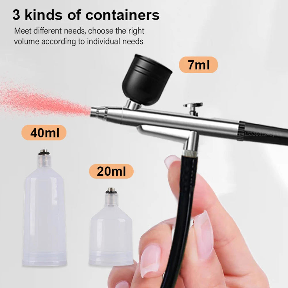 Portable Airbrush Compressor Kit for Nail Art, Cake Decorating & Crafts – 0.3mm Nozzle, Rechargeable