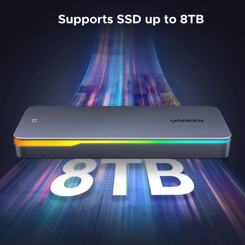 20Gbps M.2 NVMe/SATA SSD Enclosure - USB 3.2 Gen2x2 Type-C External Adapter with RGB Lighting