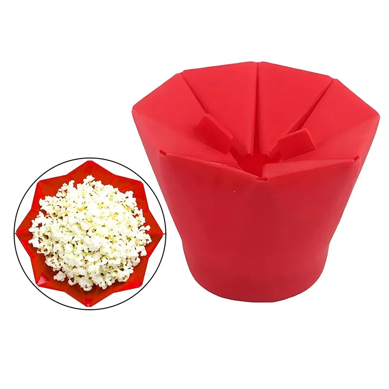 Foldable Silicone Popcorn Bowl - Microwave-Safe Collapsible Popcorn Maker, 6.7 x 3.7 in (17 x 9.5 cm)