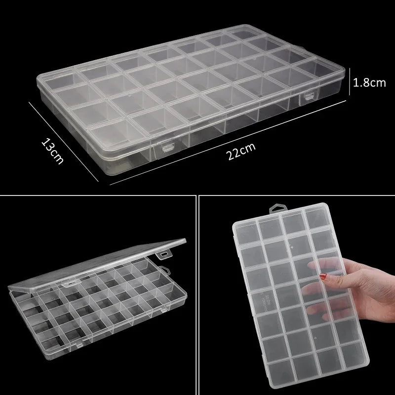 Adjustable Clear Jewelry Storage Box – Plastic Compartment Organizer for Earrings, Beads & Small Accessories