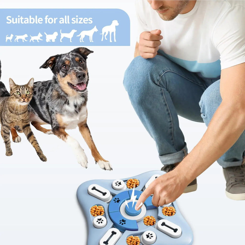 Interactive Dog Squeak Puzzle Toy with Treat Dispenser – Memory Training Slow Feeder, Dishwasher-Safe Plastic