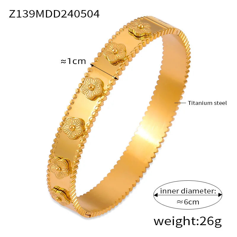 8-Piece Stainless Steel Rhinestone Bracelet Set – Elegant Gold & White Stackable Bangles for Women