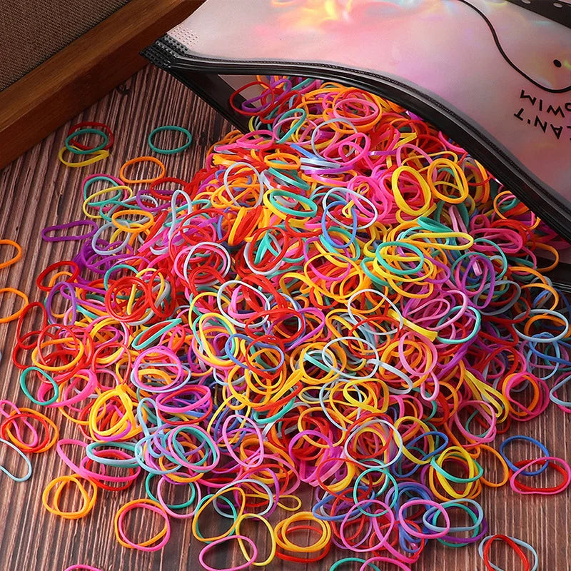 Girls Colorful Small Elastic Hair Bands – Disposable Braided Hair Ties with Small Covers