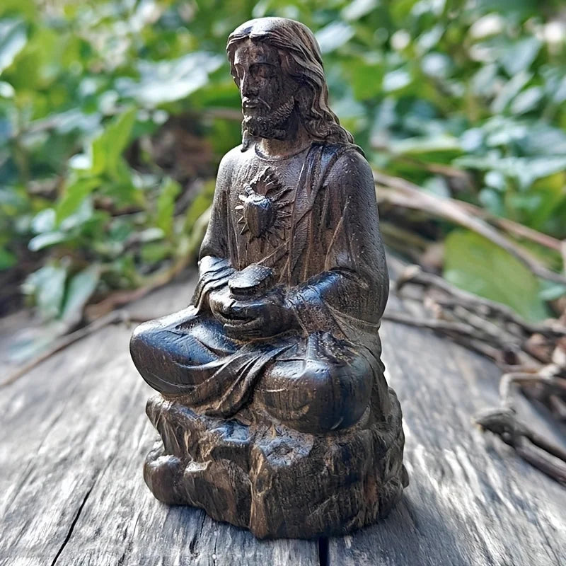 Handcrafted Wooden Jesus Statue, Religious Figurine Tabletop Decor, Christian Home & Christmas Gift