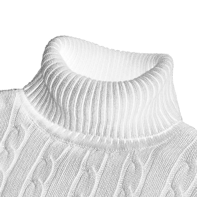 Men's High Neck Turtleneck Knit Sweater Pullover - Warm Argyle Casual Winter Top