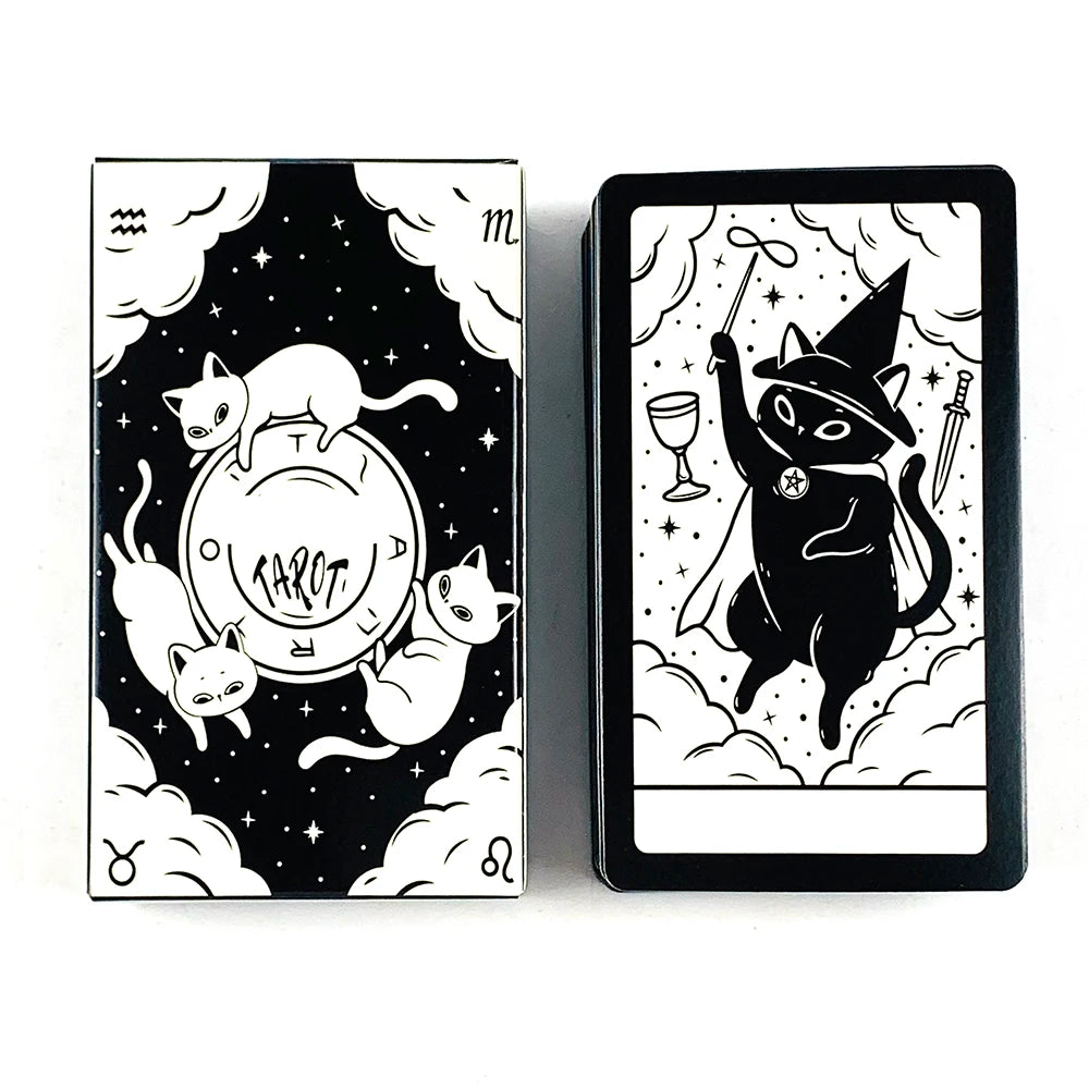 Cute Cat Tarot Deck 78-Card Oracle & Divination Cards with English Guidebook, Family Party Playing Cards