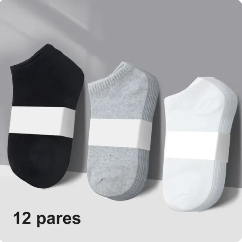 12-Pack Men's Low-Cut No-Show Socks — Cotton Blend Breathable Sweat-Absorbent Boat Socks