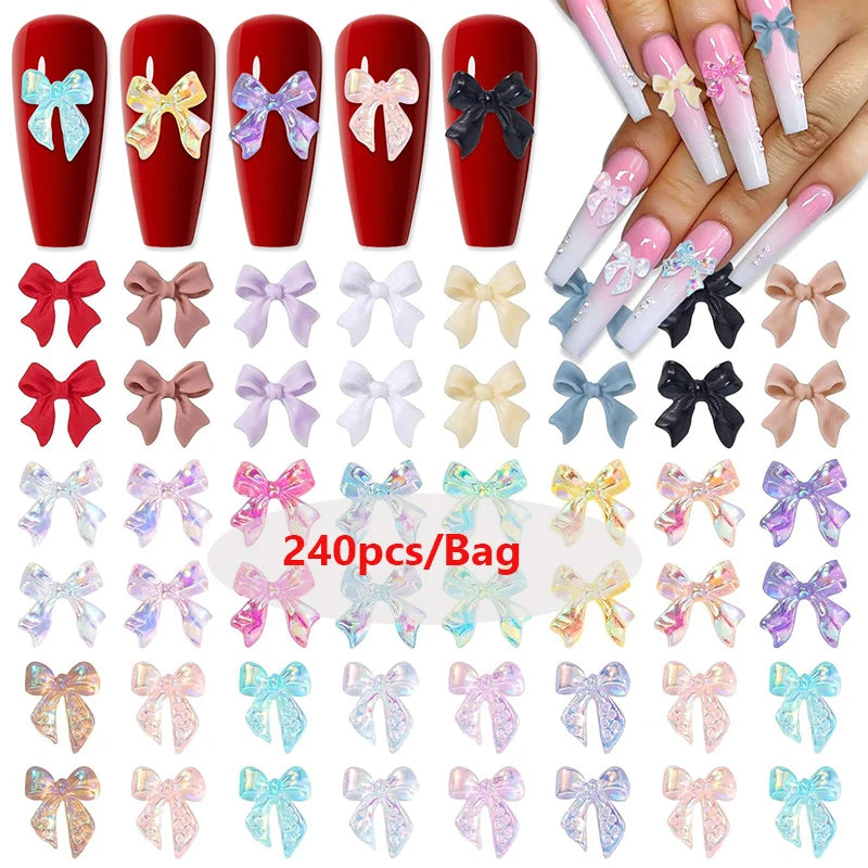 500pcs White Nail Charms & Pearls — Mixed Shapes (Heart, Bowknot, Star, Teardrop) Rhinestones for Nail Art & DIY Crafts