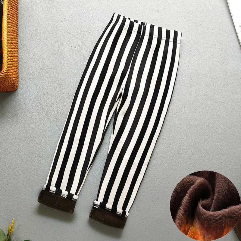 Kids Warm Fleece-Lined Cartoon Leggings Thick Plus Velvet Winter Pants Ages 4-6