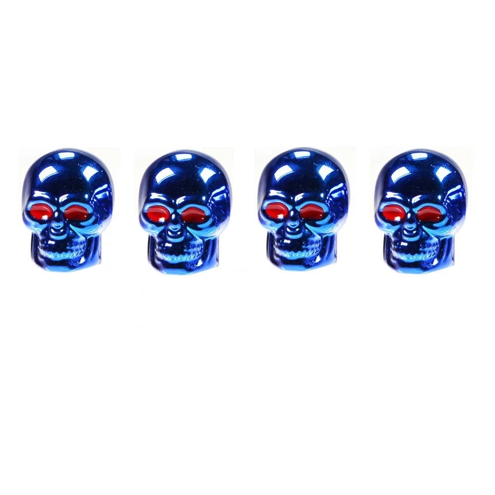 Skull Valve Stem Caps 4-Pack ABS Chrome Tire Valve Covers for Cars Motorcycles Bikes