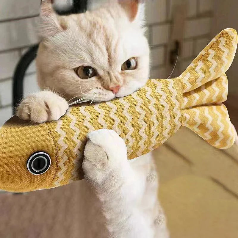 Interactive Fish Cat Toy with Catnip – Plush Kicker Pillow for Indoor Cats, 7.9 in (20 cm)