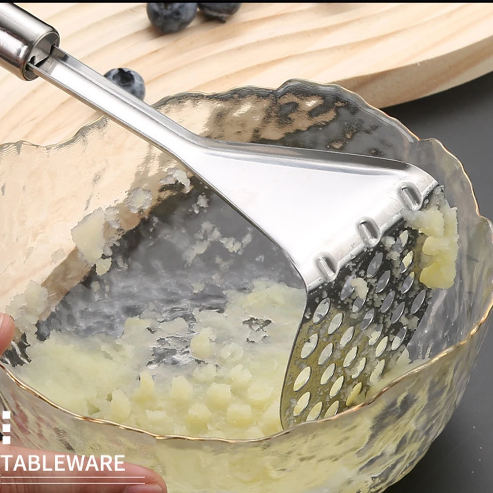 Stainless Steel Potato Masher and Vegetable Ricer Manual Handheld Food Crusher Durable Kitchen Gadget