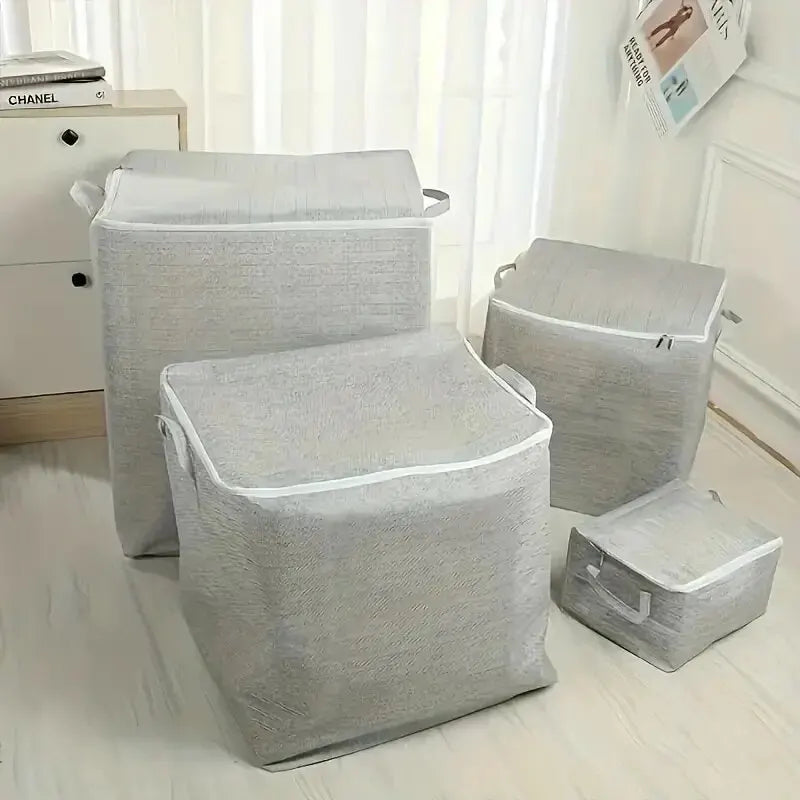 Non-Woven Large Storage Bag for Closet – Foldable Wardrobe Organizer for Quilts, Clothing & Toys (30–220L)