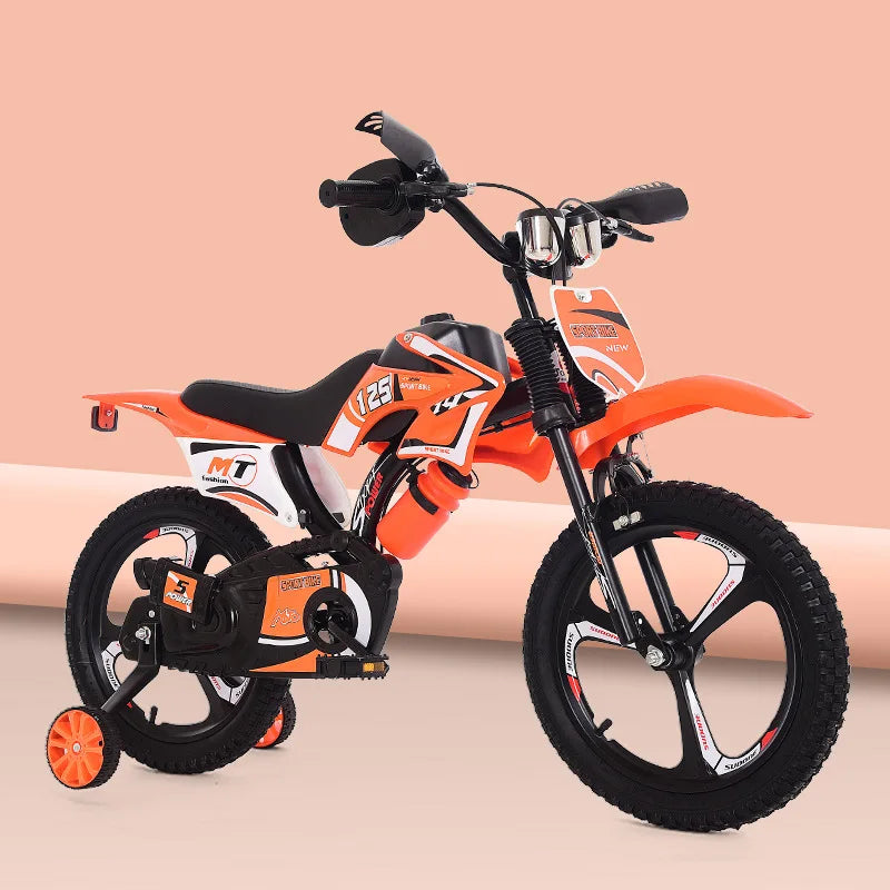 Children's Motorcycle-Style Bike — 12/14/16-Inch (30/36/41 cm) Metal Frame, Aluminum Fork, Double V Brake