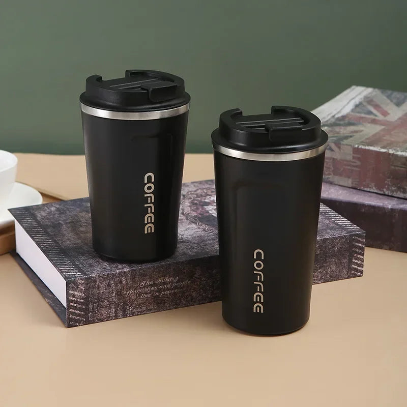 Stainless Steel Vacuum Travel Mug 380ml (12.8oz) & 510ml (17.2oz) Leakproof Thermos for Coffee and Water
